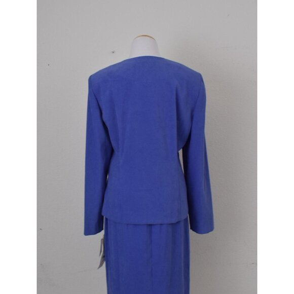 Vintage 90s Deadstock Periwrinkle  Poly/Spandex 2 pc Skirt +‎ Jacket Set - Picture 3 of 10